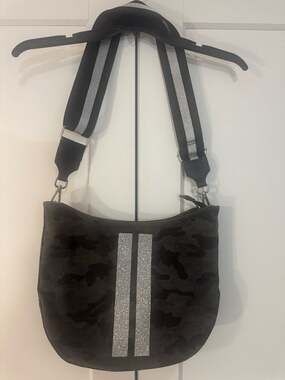 Koala Kanvas Black Camo Crossbody Bag with Glitter Stripe